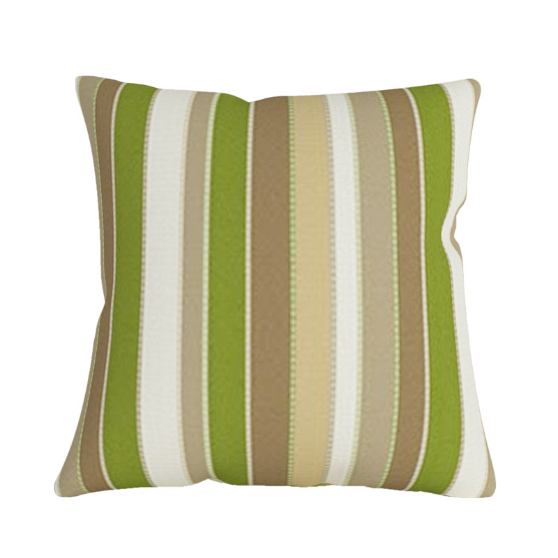 Sunbrella® Indoor/Outdoor Throw Pillow, Brown/White/Green Striped