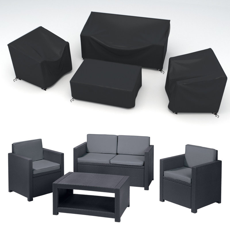 Outdoor Patio Furniture Covers 4-Piece, Waterproof Patio Furniture Set Covers, Black, 30" H x 51" W x 27" D