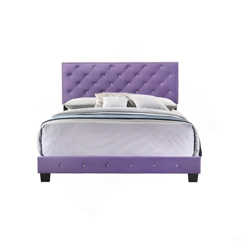 Enchanting Purple Transitional Queen Bed, Purple