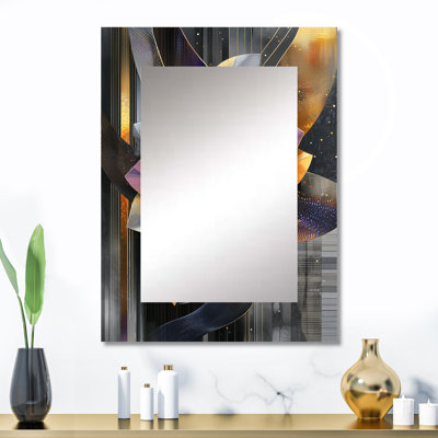 Fleur Dahlia pétale géométrique en mouvement I - grand miroir mural Dahlia, miroir traditionnel unique, impression d'art en métal