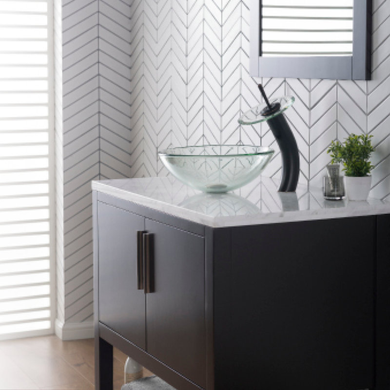 Clear Glass Circular Vessel Bathroom Sink with Faucet, Oil Rubbed Bronze
