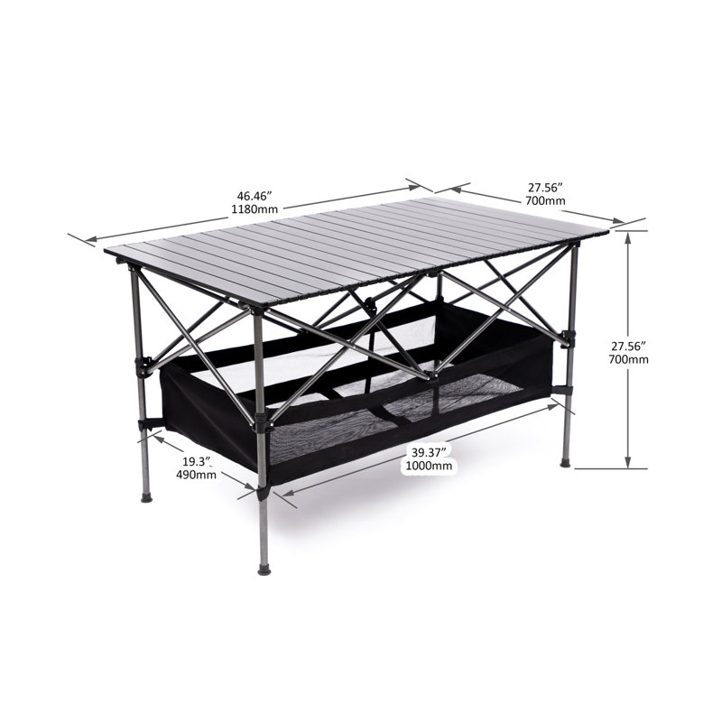 1-Piece Folding Outdoor Table With Carrying Bag,Aluminum Roll-Up Rectangular Table
