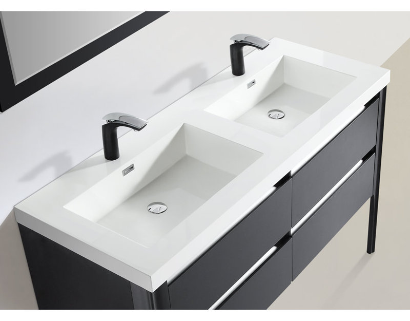Dowell 49'' Rectangular Drop-In Double Bathroom Vanity Top with Sink and Overflow, White