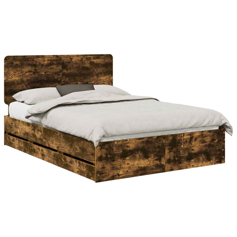 Bed, Smoked Oak, European Kingsize (160 x 200 cm)