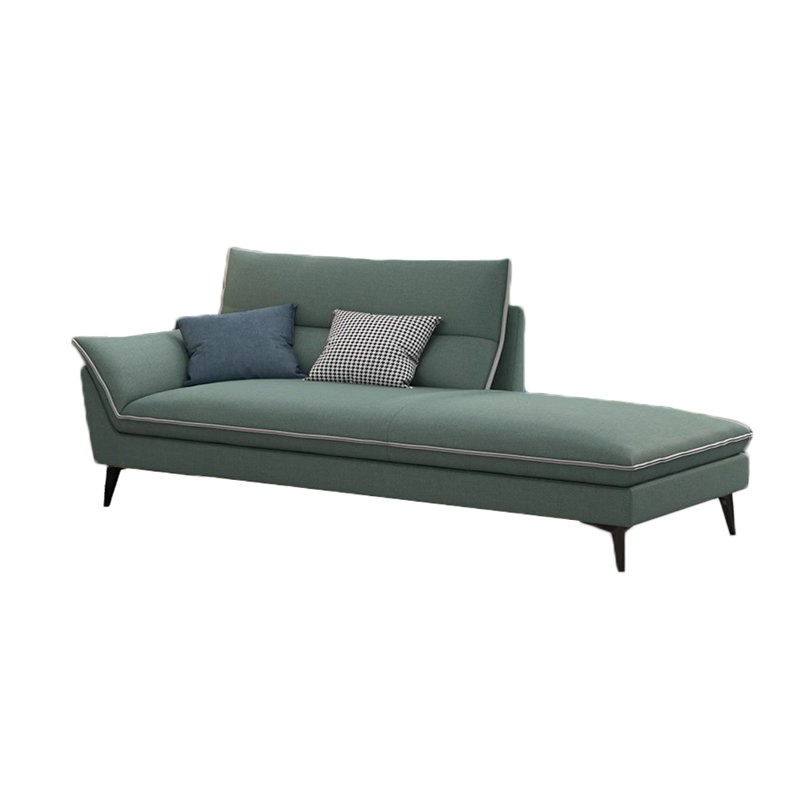 Chaise longue d'intérieur moderne avec pieds en métal rembourrés, Accoudoir à gauche (vu de face), Gris/vert