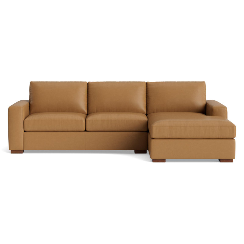 Couch Potato Chaise Sectional, Right Hand Facing, Leather - Butterscotch