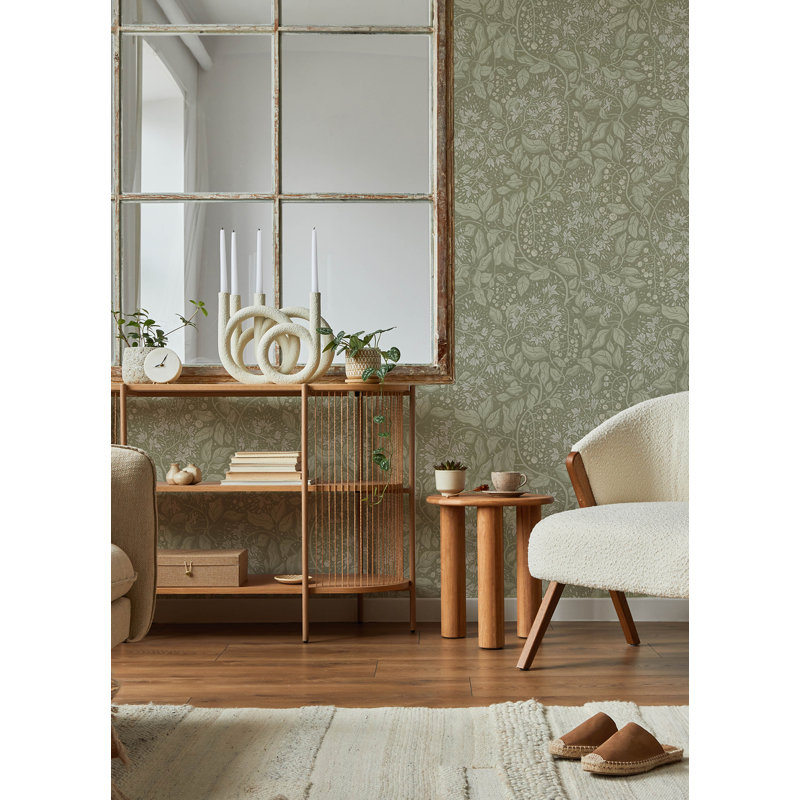 Floral Wallpaper Double Roll, Moss