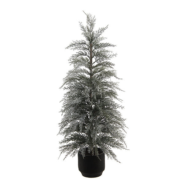 SEASONAL GREENERY TREE CEDAR FLOCKED POT 3FT