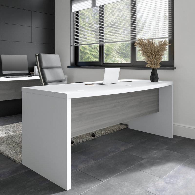 Echo Desk, H 30 po x l 72 po x P 23,54 po, Blanc pur / gris moderne