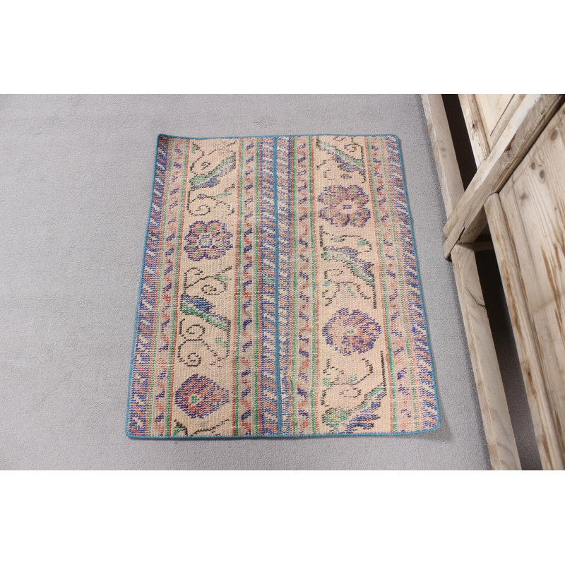 Handcrafted Turkish Rug With Vintage Design In Perfect Size For Any Room