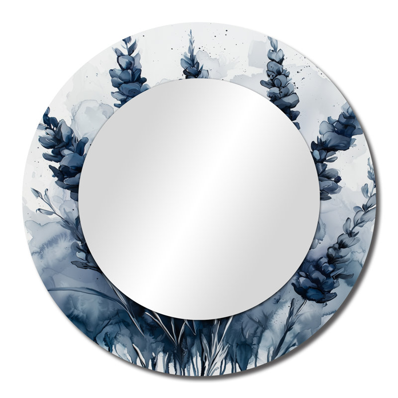 Fauvism Blue Lavender Silence - Traditional Decorative Mirror Wall Art - Printed On Metal, 23" x 23"