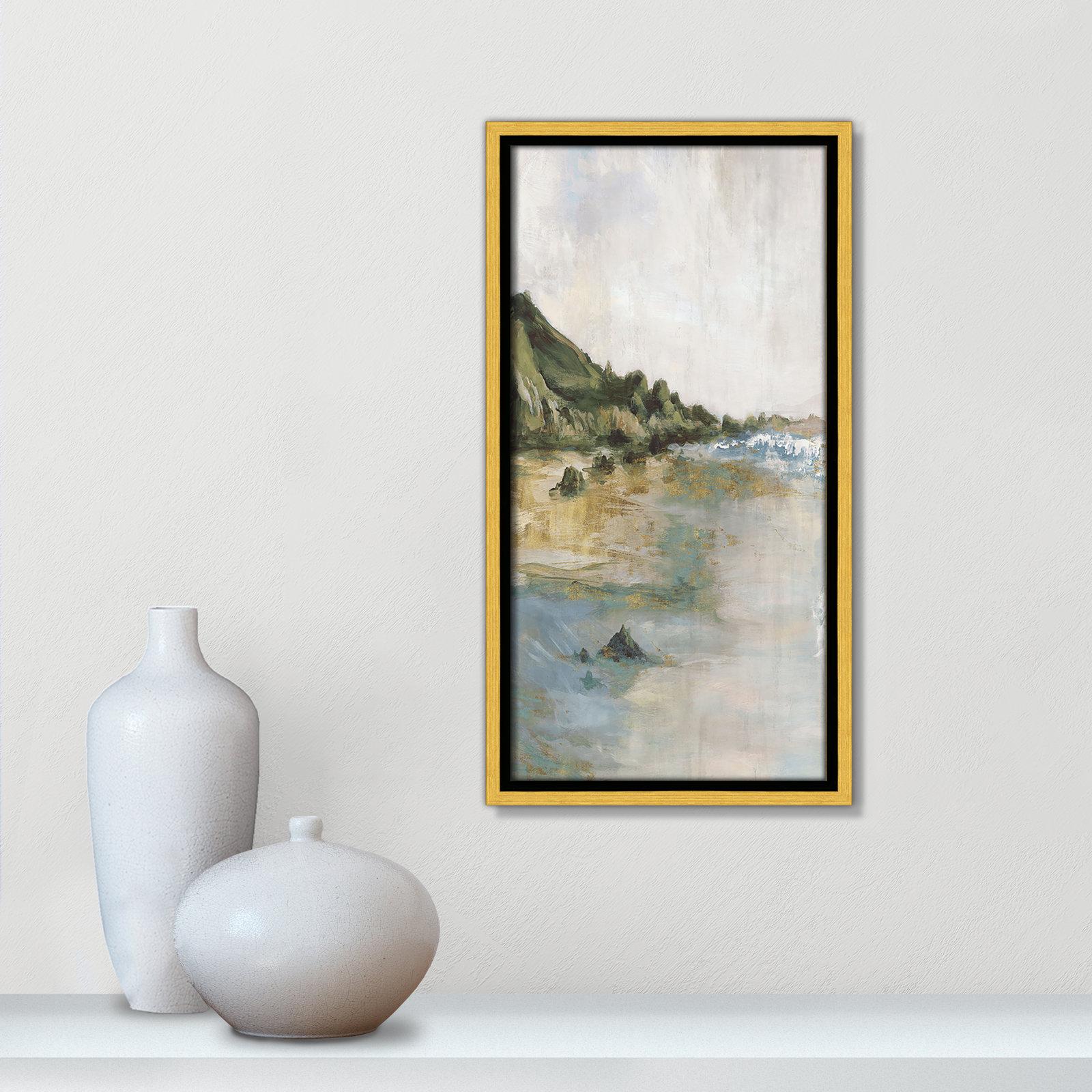 Tide’s Edge Print by , 17.5" H x 9.5" W, Gold