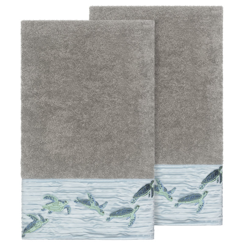 Ensemble de serviettes de bain en coton turc 2 pièces Mia, Gris foncé