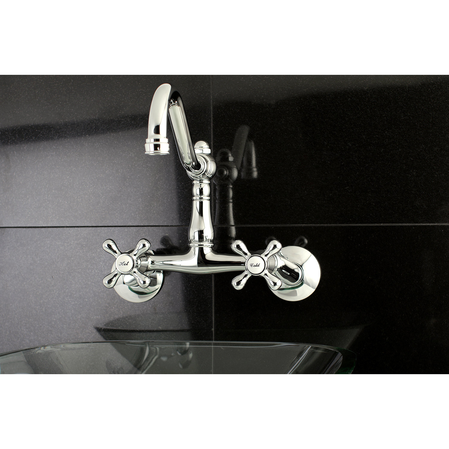 Kingston Brass Vintage Double-Handle 2-Hole Wall-Mount Bridge Kitchen Faucet, Polished Chrome