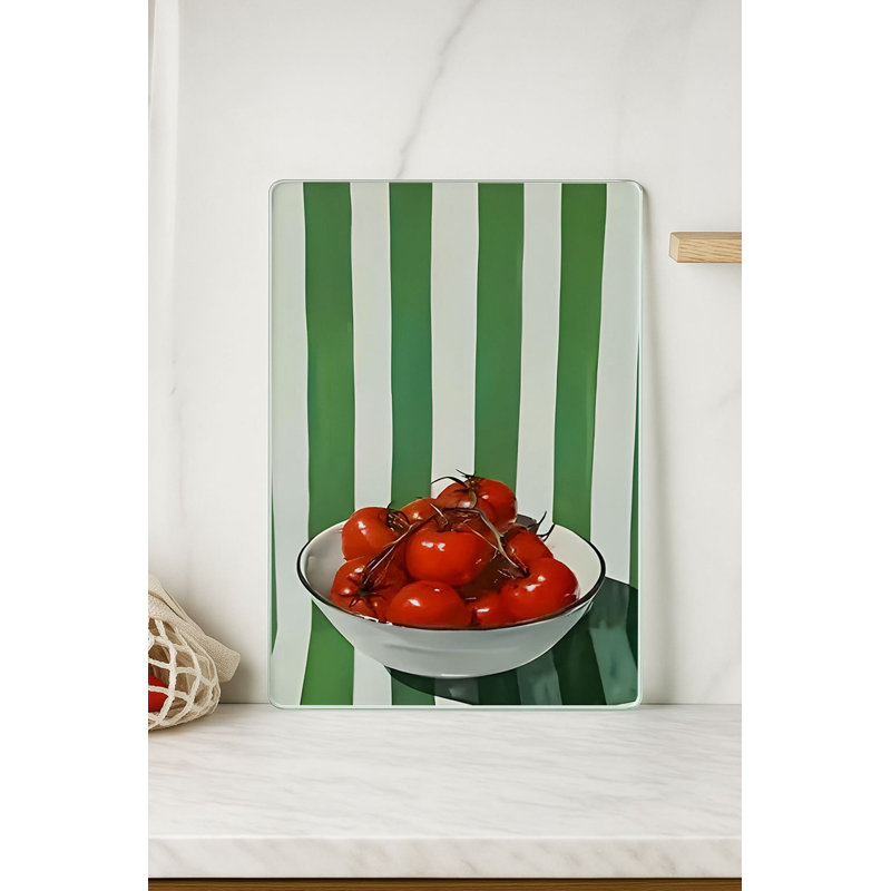 Durable Tempered Glass Cutting Board, 7.9 x 11.8 inches | 100% Antibacterial, Non-Slip Silicone Feet | Easy Clean Surface, Perfect for Food Prep & Kitchen Use, Not Dishwasher, Microwave, or Oven Safe