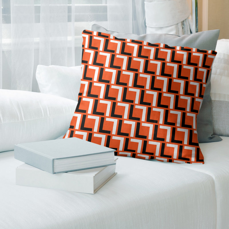 Housse de coussin Cincinnati Football Luxury, Orange / Beige / Noir, 16" x 16", Polyester sergé
