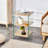 3-Tier Modern Bedside Table with MDF Top & Tempered Glass Sides, Storage Design