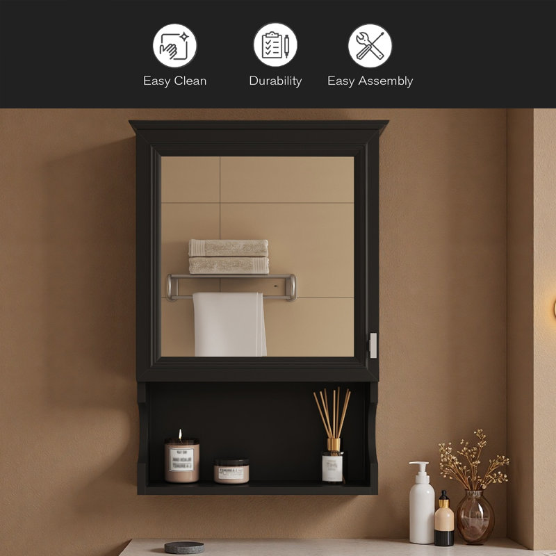 Armoire de rangement de salle de bain murale 20 "avec miroir, rangement mural avec porte, armoire à pharmacie murale à miroir