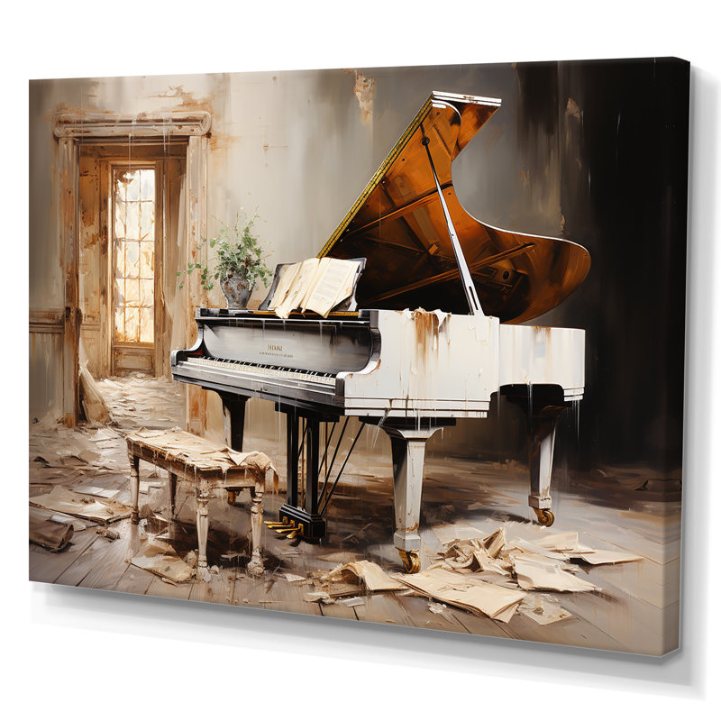 Rustic grand piano melody - Music Piano, art mural, Toile tendue, H 24 po x l 32 po x P 1 po