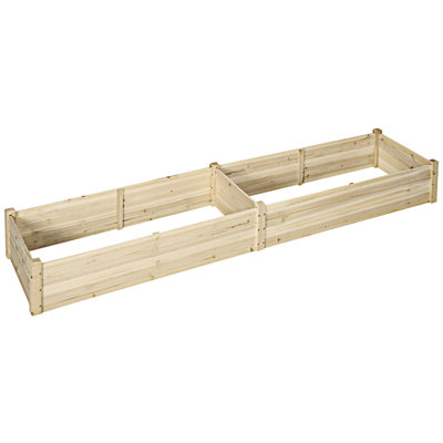 Wooden Raised Garden Bed Kit Elevated Planter With 2 Boxes