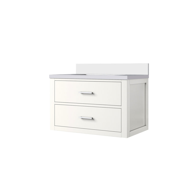 Meuble-lavabo de salle de bain 30 po x 22 po - comptoir en quartz, Blanc, 23"