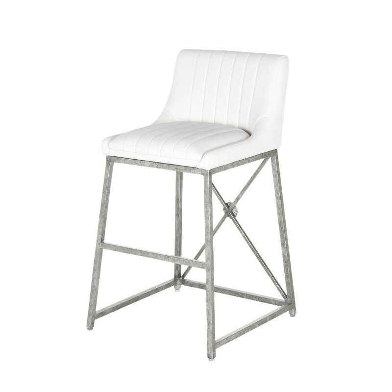 Medallion Stool, White, Royal Silver, Counter Stool (26'' Seat Height)