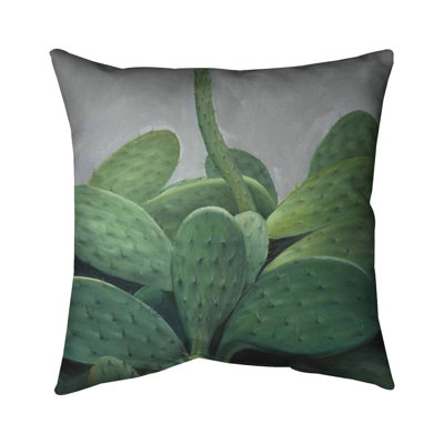 Botanical Gray Floral Pillow | Cactus Bundle – Outdoor Throw Pillow with Insert, Weather-Resistant