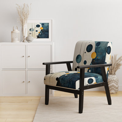 Teal Yellow Mid Century Minimalist Rain I - Velvet Upholstered Minimalist Arm Chair, Clean Minimalist Accent Chair