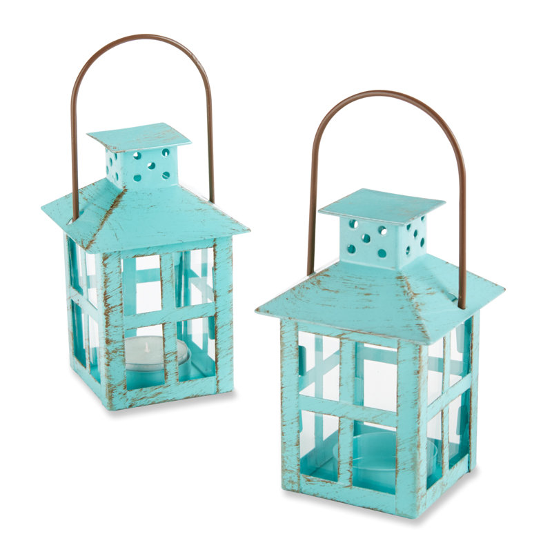 Tabletop Lantern, White, 3.2" W x 3.2" D x 8.4" H