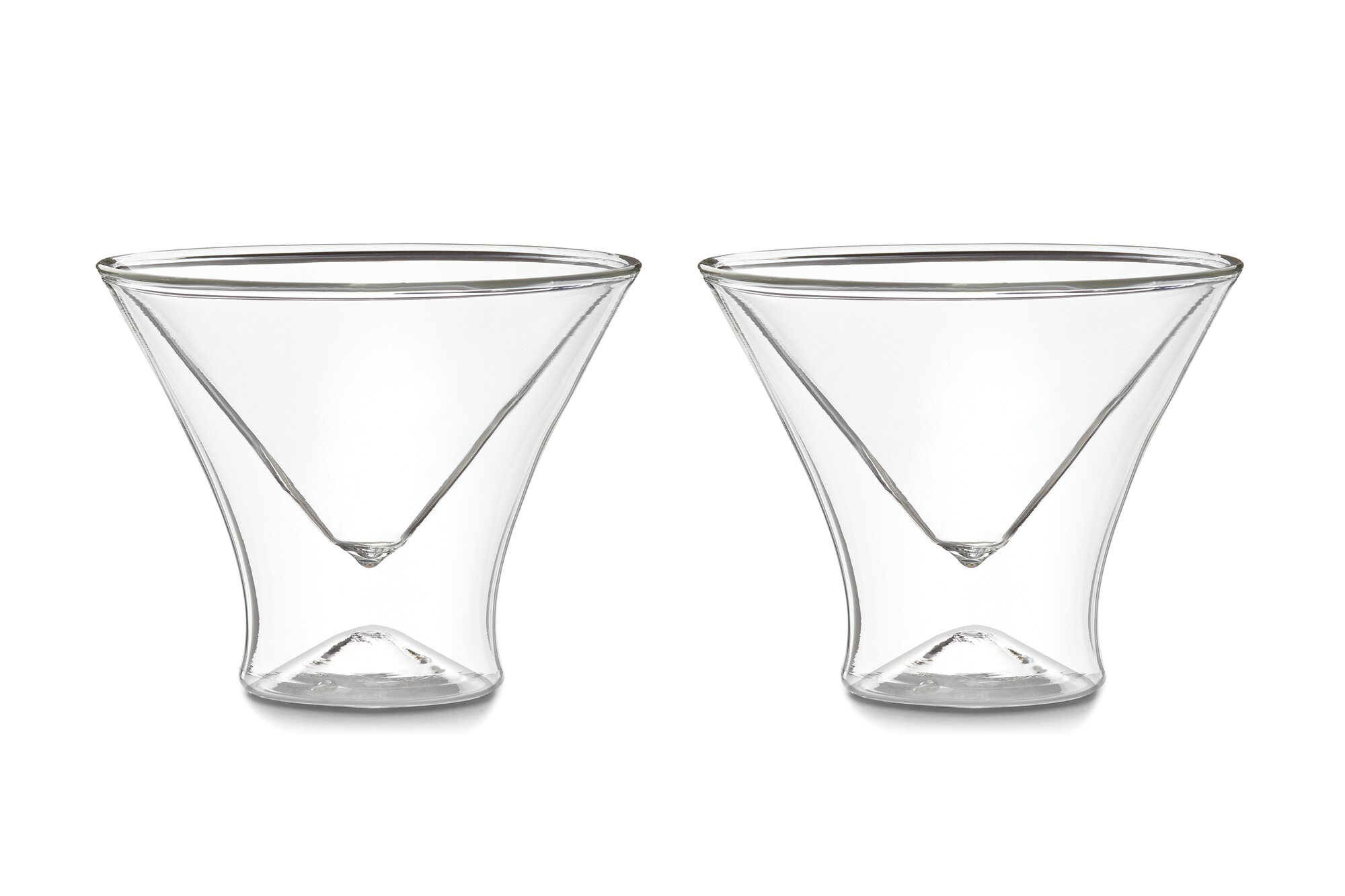JoyJolt Set of (2) Cosmo Double Wall Stemless Martini Glasses 