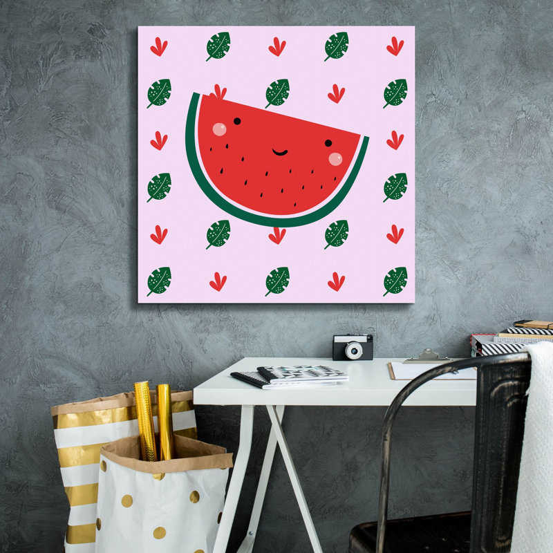 «Cute Watermelon» par Epic Portfolio, art mural sur toile, H 26 po x l 26 po x P 1,5 po