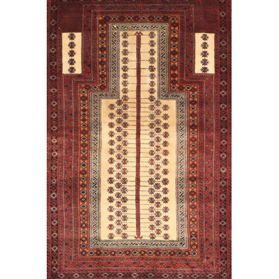 Tapis de zone rouge en laine touffeté à la main Alani