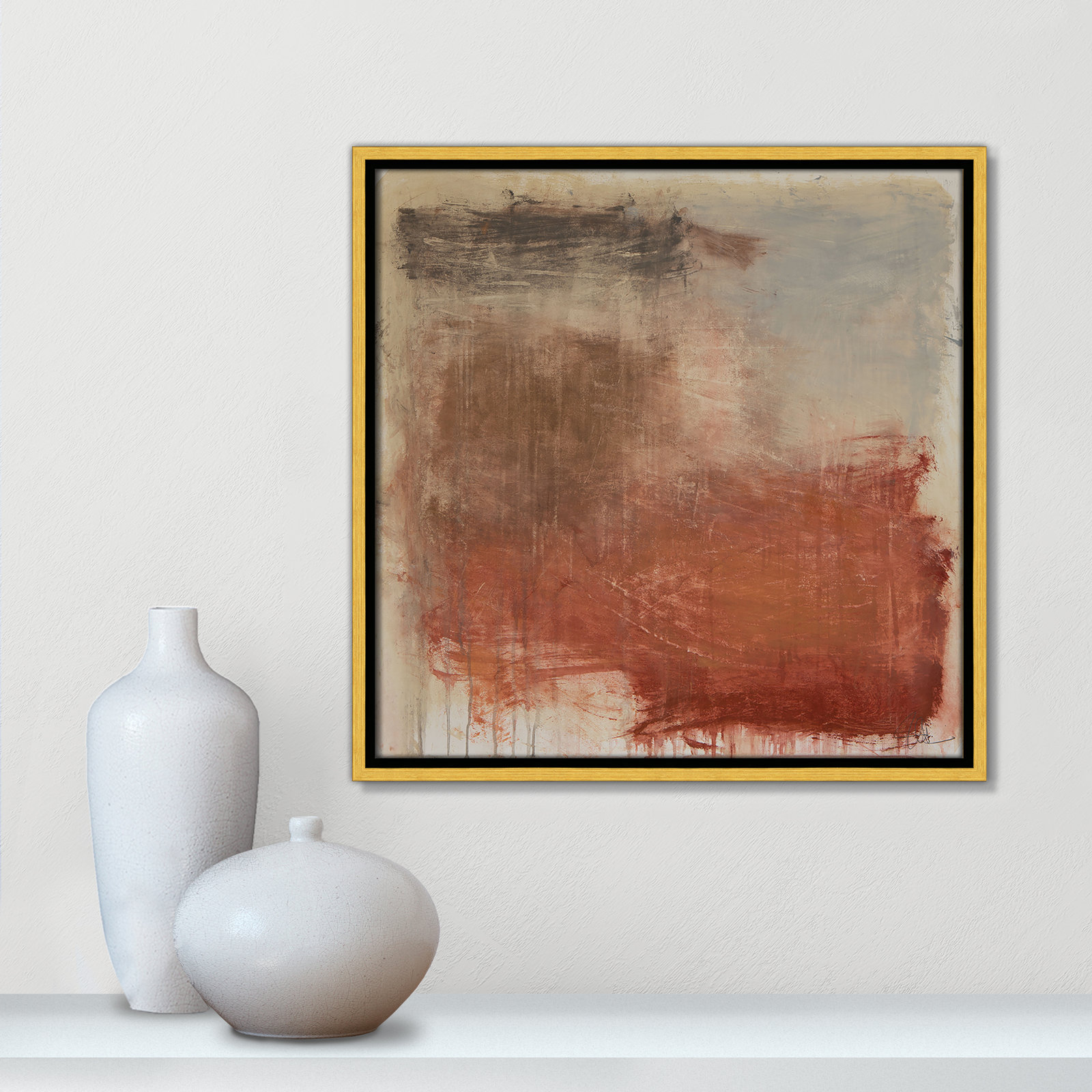 Autumn Over The Rivera Print by , Gold, 17.5" H x 17.5" W