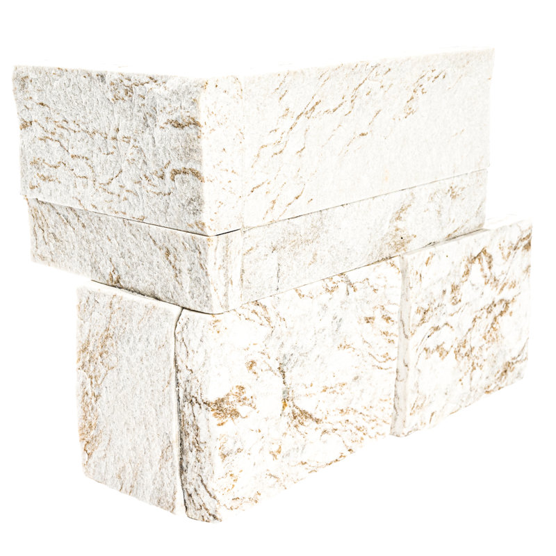 Stonecrest 9 in. x 18 in. Split Face Natural Stone Ledger Corner Wall Tile, Imperial White