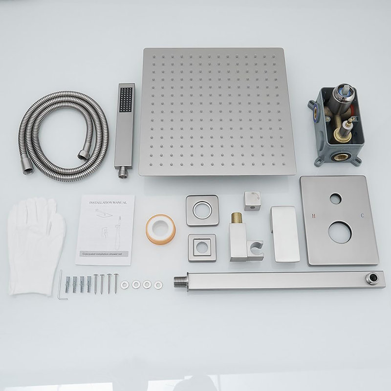 Rain Shower System - 12 Inch Luxury Bathroom Shower Combo Set with Handheld & Overhead Rainfall, Brushed Nickel