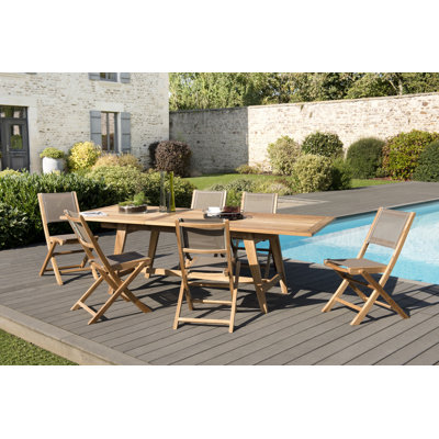 Woehler 6 - Person Teak Rectangular Solid Wood Patio Dining Set