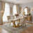 5-Piece Modern Glam Dining Table Set, Rectangular Tempered Glass with Lion Head Ring Pull Dining Chairs-1144627632-1144627629