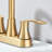 Brushed Gold 2-Handle Bathroom Faucet, 4 Inch Centerset Vanity Faucet with Drain, 3 Hole High Arc 360° Swivel Spout for RV, Motorhome & Hotel