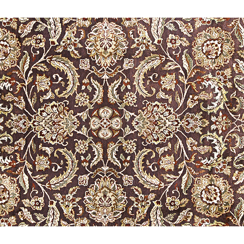 High-Quality Hand-Knotted Aubergine And Gold Area Rug