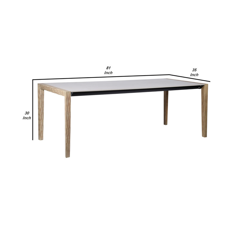Barclay Rectangular Concrete Outdoor Dining Table, Brown