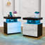 Table de chevet moderne avec station de charge sans fil et lumière DEL (ensemble de 2)-692718434