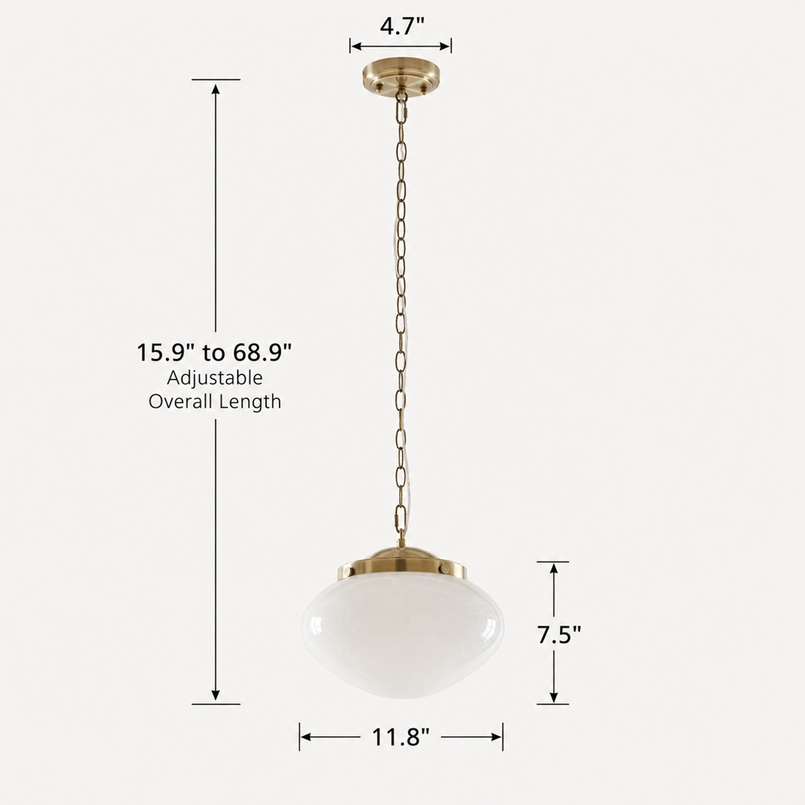 Single Light Iron Pendant, Brass