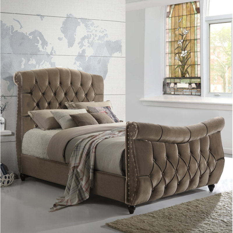 Alzado Upholstered Bed, Double (4'6)	, Grey