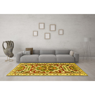 Tapis traditionnels jaunes 1176 lavables à la machine