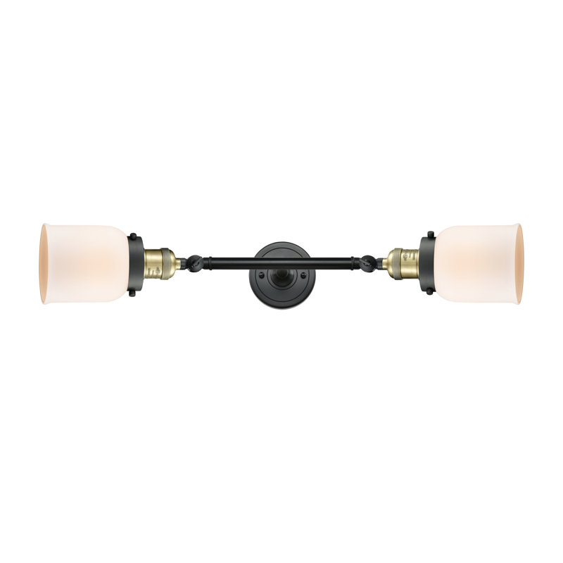 ClipperCove 2 - Light Dimmable Vanity Light, 60 Watt Vintage Incandescent Bulb, Matte White Cased, Black Antique Brass