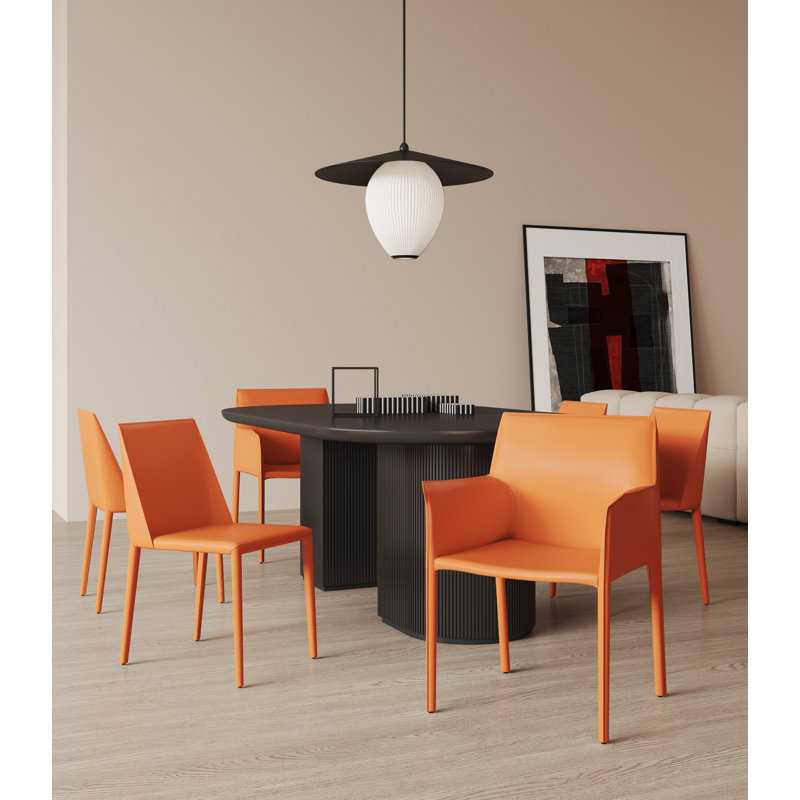 Rosson 17.32'' H Faux Leather Upholstered Metal Armchair, Coral