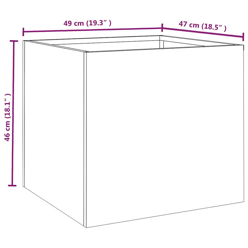 Planter Steel, 46cm H x 49cm W x 47cm D, 2, Rusty