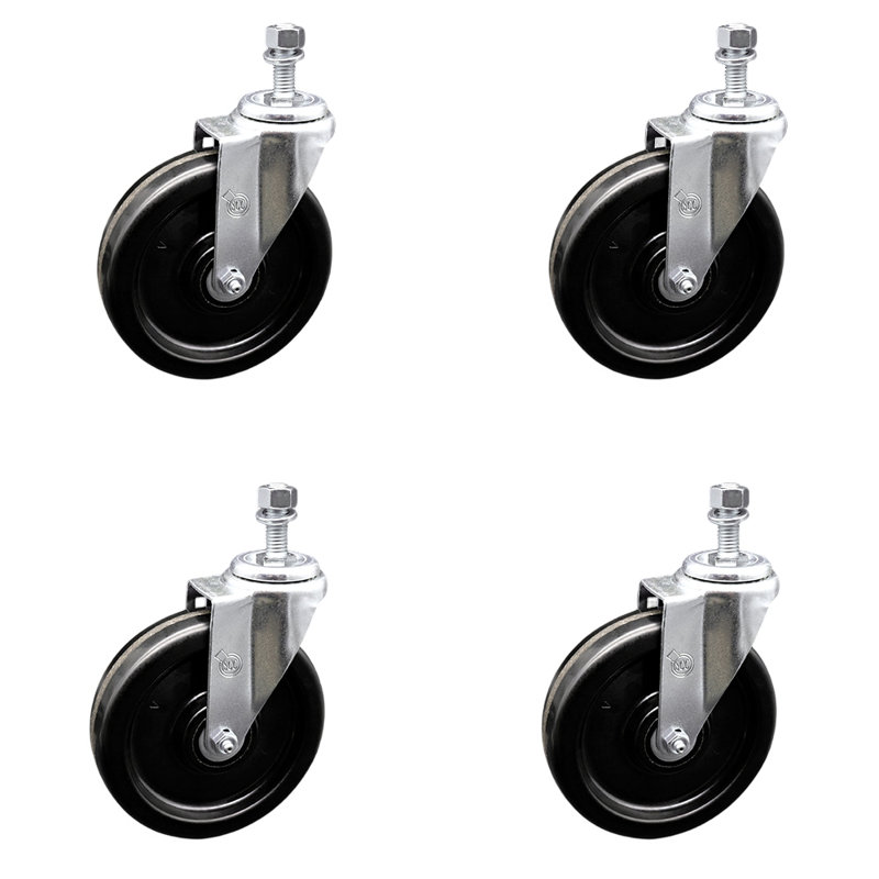 ½ Inch Threaded Stem Caster Set 2 Brakes SCC