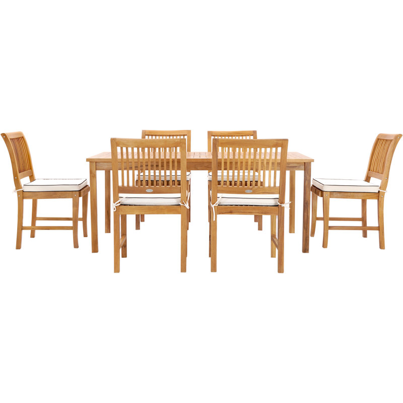Outdoor 7 - Piece Teak Dining Set with Cushions