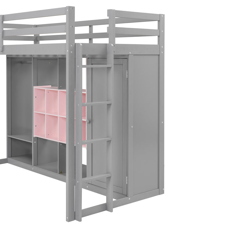 Lit mezzanine multifonctionnel en bois massif pour des chambres élégantes et peu encombrantes